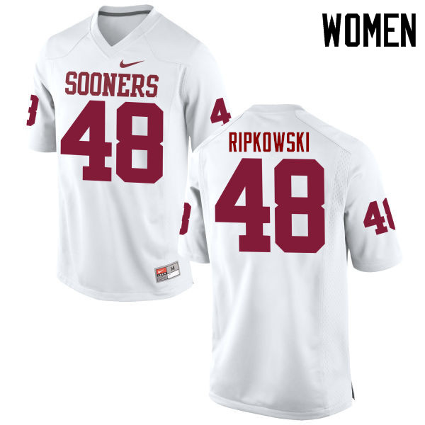 Women Oklahoma Sooners #48 Aaron Ripkowski College Football Jerseys Game-White